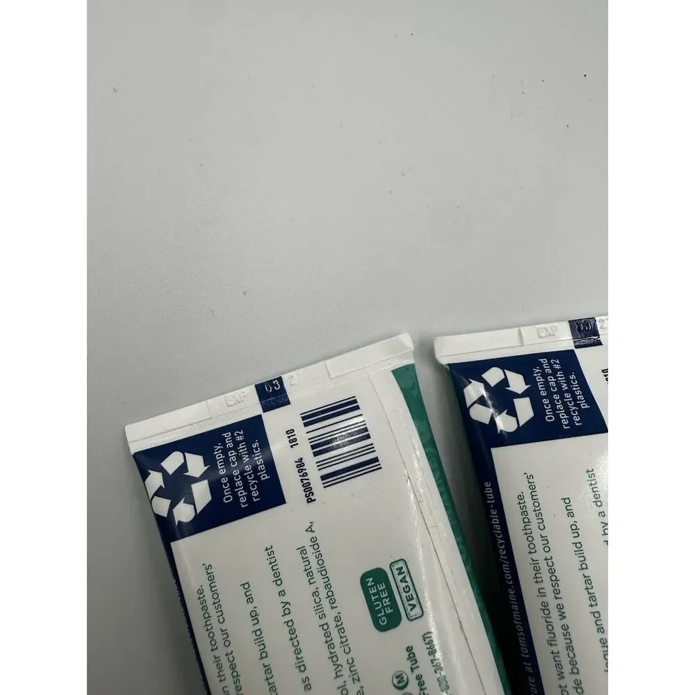 (4) Tom's of Maine Fluoride-Free, Antiplaque & Whitening Toothpaste 5.5oz NO BOX